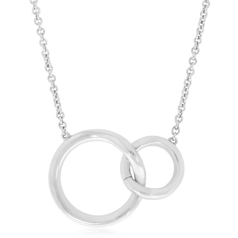 chunky silver hoop earrings Sterling Silver 45-50 cm Double Link Circle Necklace