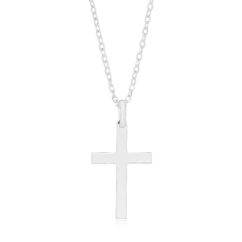 minimalist pearl pendant necklace Sterling Silver 23x14mm Cross Pendant