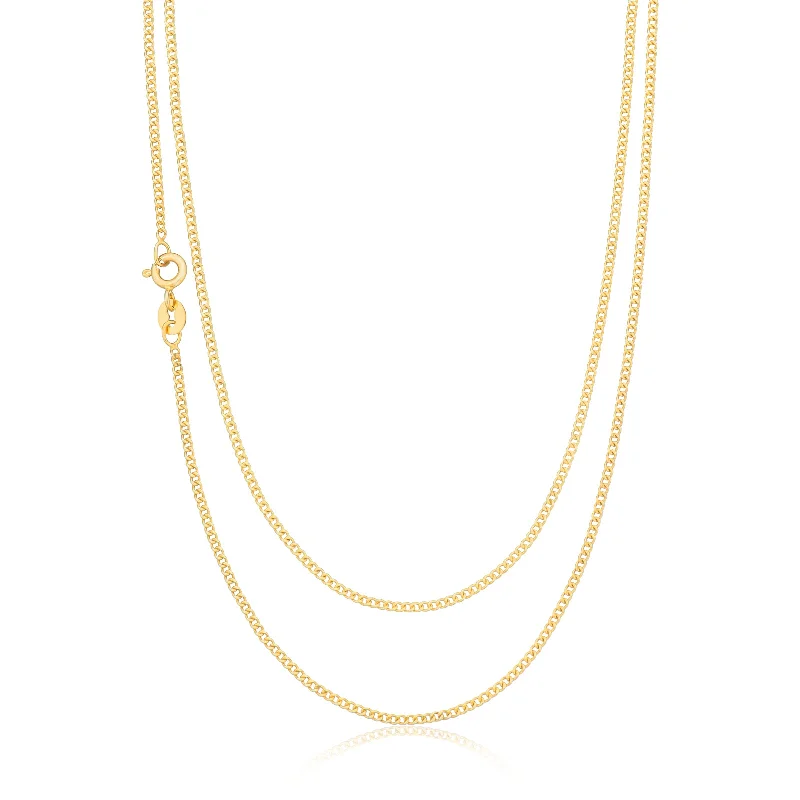 oval blue sapphire ring 9ct Yellow Gold Silver Filled 50cm 40 Gauge Curb Chain