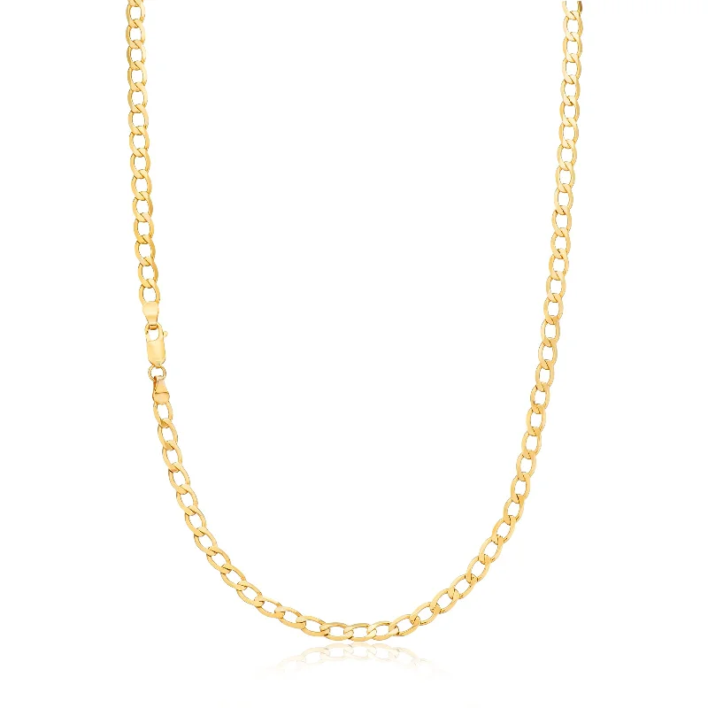 minimalist horseshoe necklace gold 9ct Yellow Gold 60cm Long Curb 120 Gauge Chain