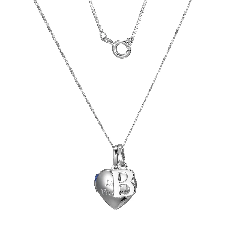 hammered silver pendant necklace Sterling Silver Heart 40cm Locket & Initial B Children's Pendant hammered silver pendant necklace Sterling Silver Heart 40cm Locket & Initial B Children's Pendant