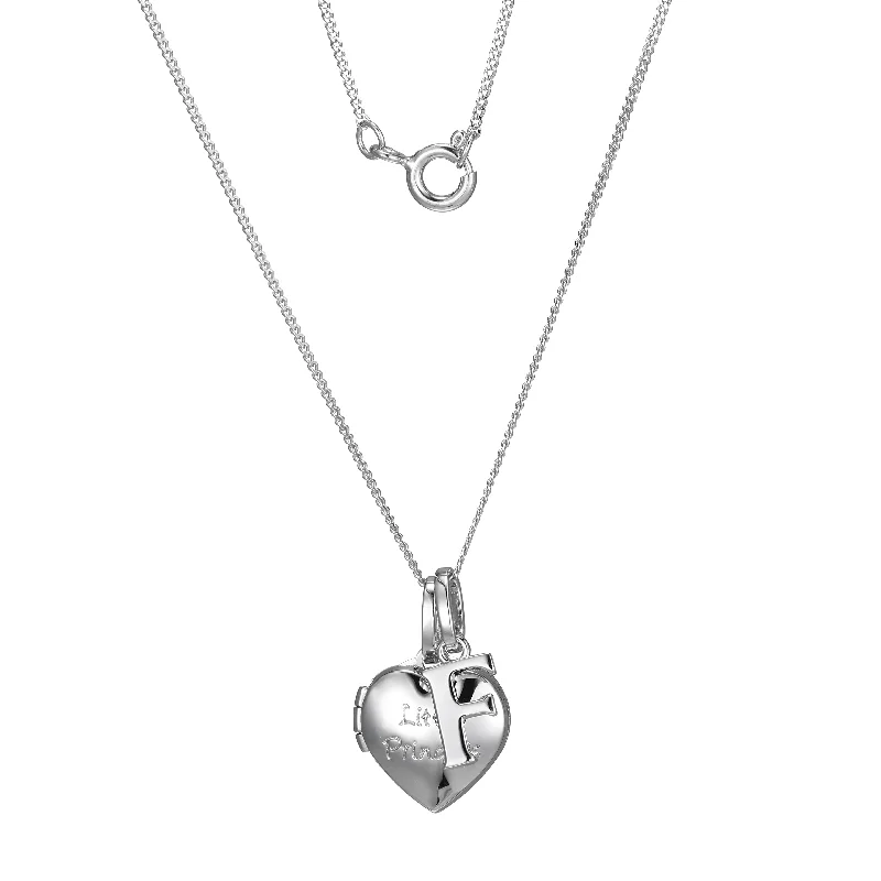 vintage gold engagement ring Sterling Silver Heart 40cm Locket & Initial F Children's Pendant vintage gold engagement ring Sterling Silver Heart 40cm Locket & Initial F Children's Pendant