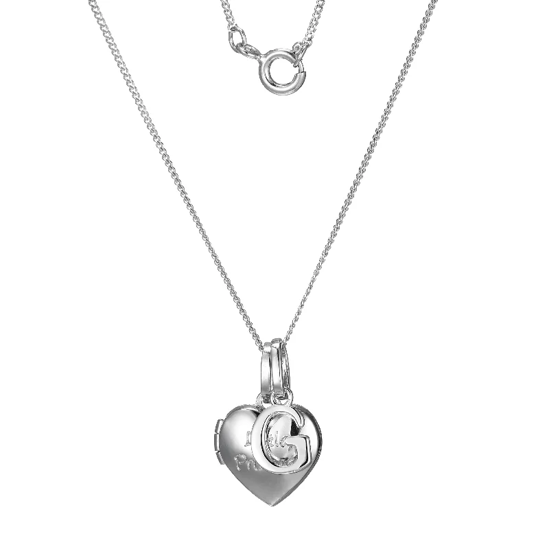 sapphire halo engagement ring Sterling Silver Heart 40cm Locket & Initial G Children's Pendant sapphire halo engagement ring Sterling Silver Heart 40cm Locket & Initial G Children's Pendant