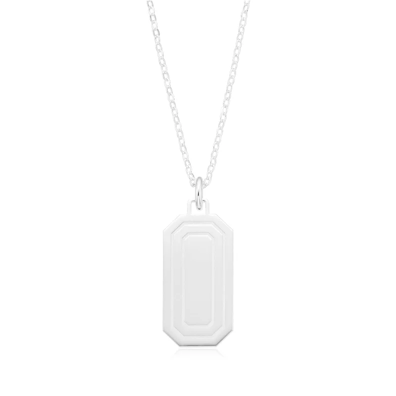 minimalist rose gold stacking rings Sterling Silver Dog Tag Pattern Pendant