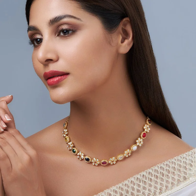 delicate gold band ring 92.5 Silver Kundan Necklace 148163