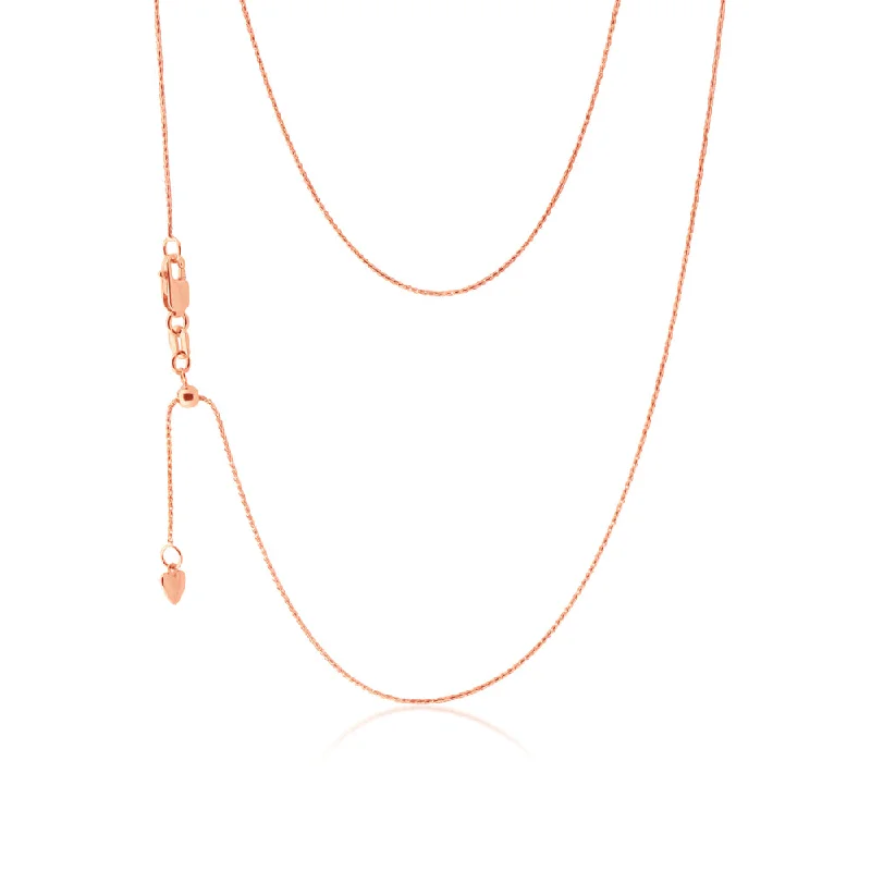 adjustable charm bracelet sterling silver 9ct Rose Gold Wheat link Extender 47cm Chain 20gauge