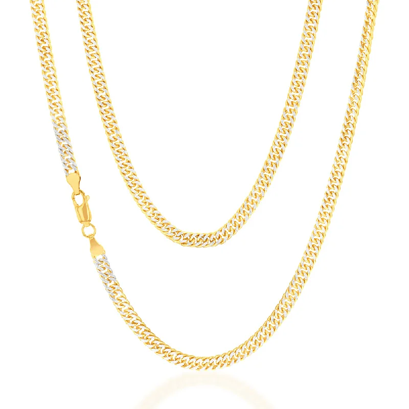 silver wedding band with engraving 9ct Silverfilled Yellow And White Gold Double Curb 50cm Chain