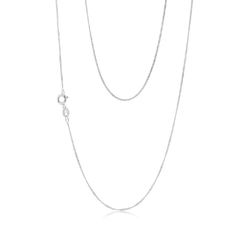 handcrafted sterling silver necklace 9ct White Gold Curb 46cm Chain