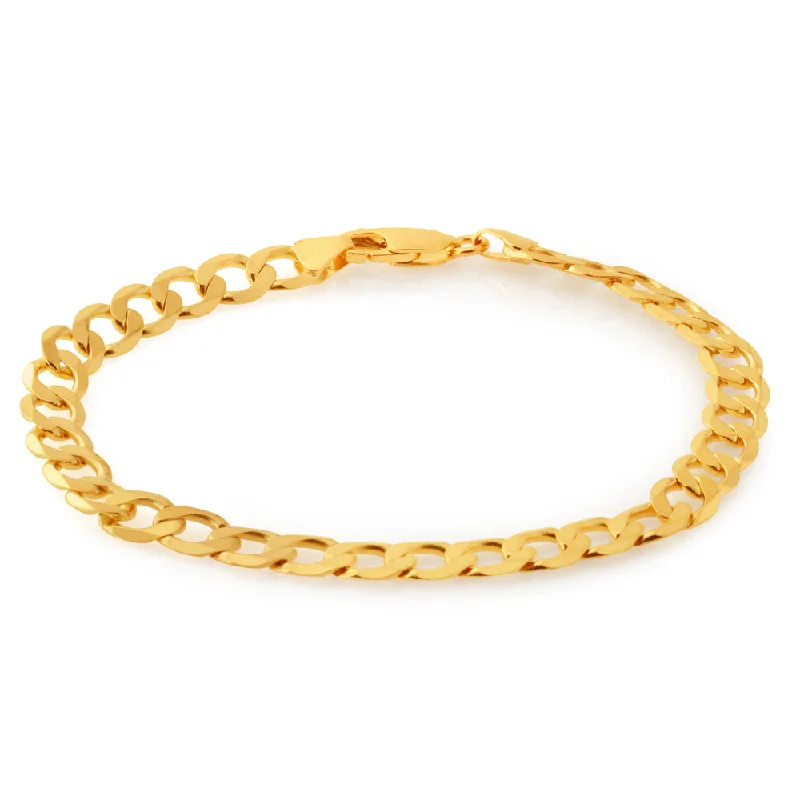 men’s hammered titanium ring 9ct Yellow Gold 21cm Curb Bracelet