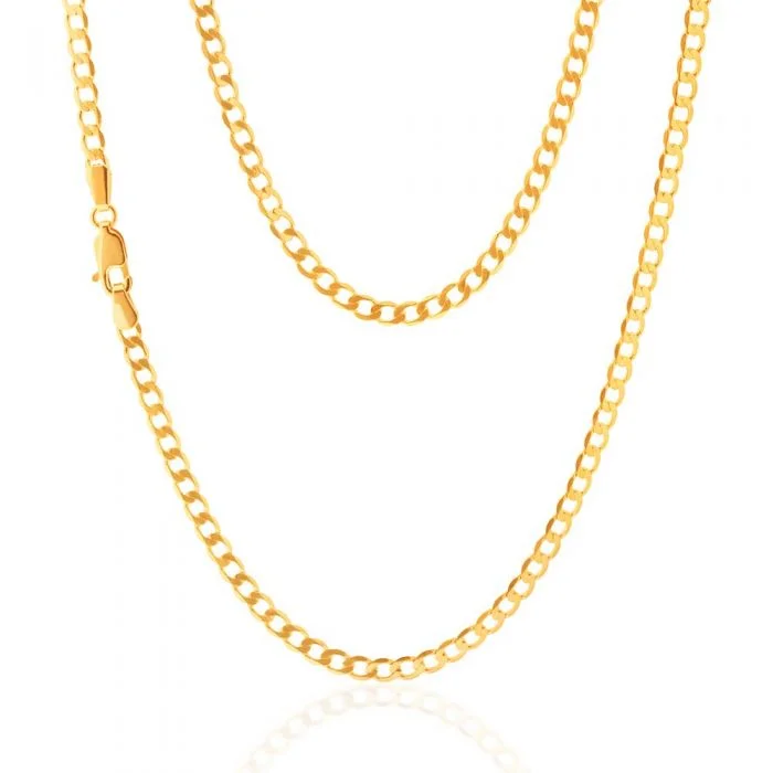 personalized gemstone pendant necklace 9ct Yellow Gold 45cm Curb Chain