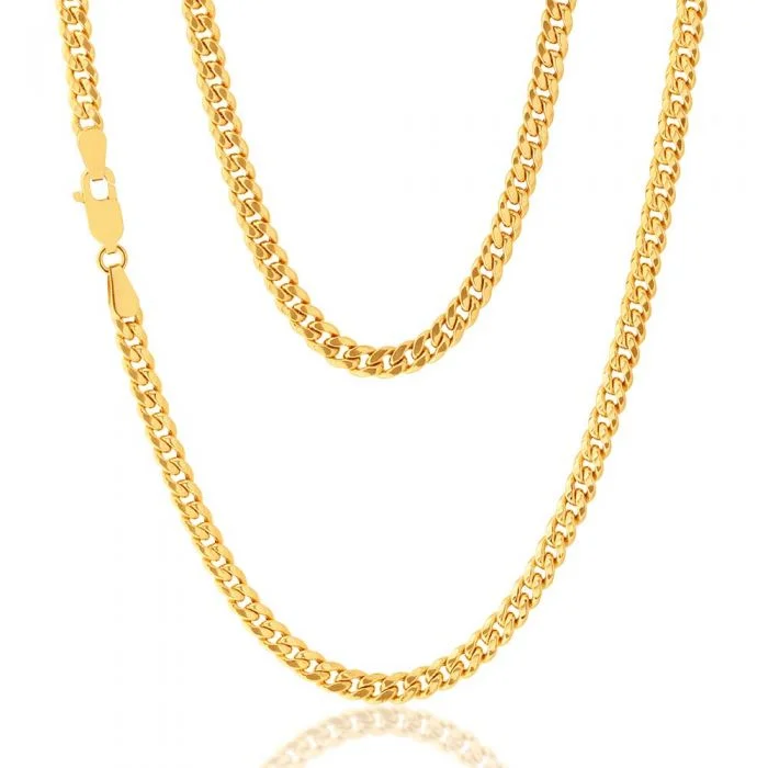 personalized bar necklace silver 9ct Yellow Gold 45cm Curb Chain