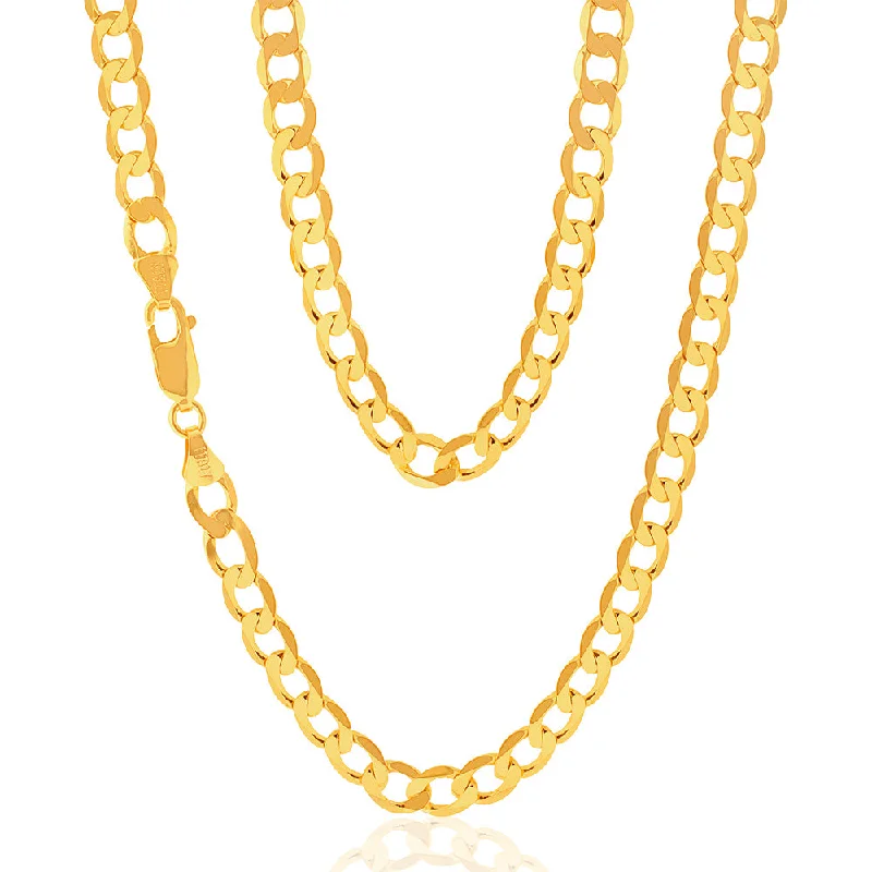 celestial crescent moon bracelet 9ct Yellow Gold 55cm Curb Chain