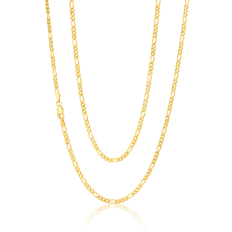 delicate gold band ring 9ct Yellow Gold Figaro Chain 70cm in 80 Gauge