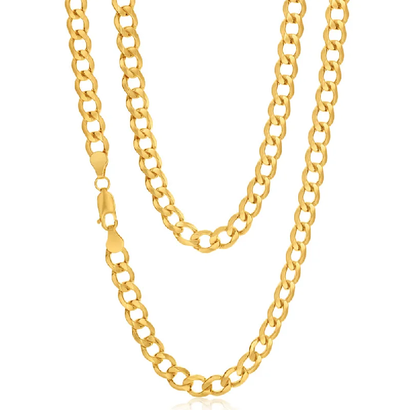 gold engagement ring vintage 9ct Yellow Gold Silver Filled 55cm Curb Chain