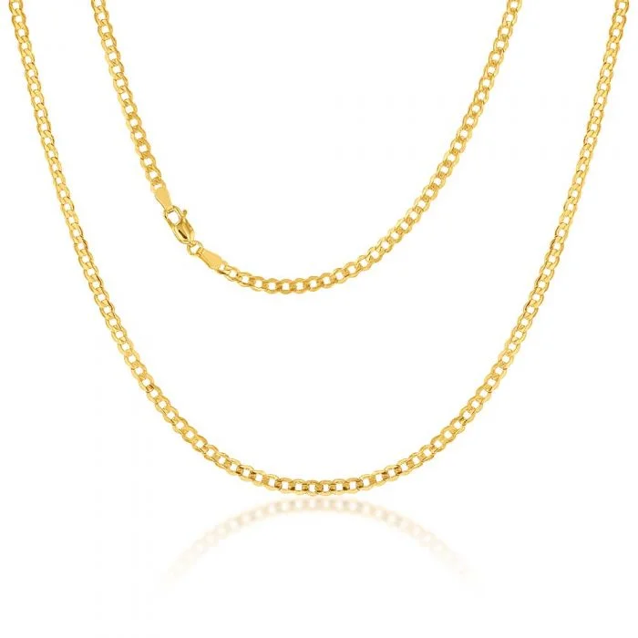 custom engraved wedding band 9ct Yellow Gold Silverfilled Super Flat Curb 80 Gauge 50cm Chain