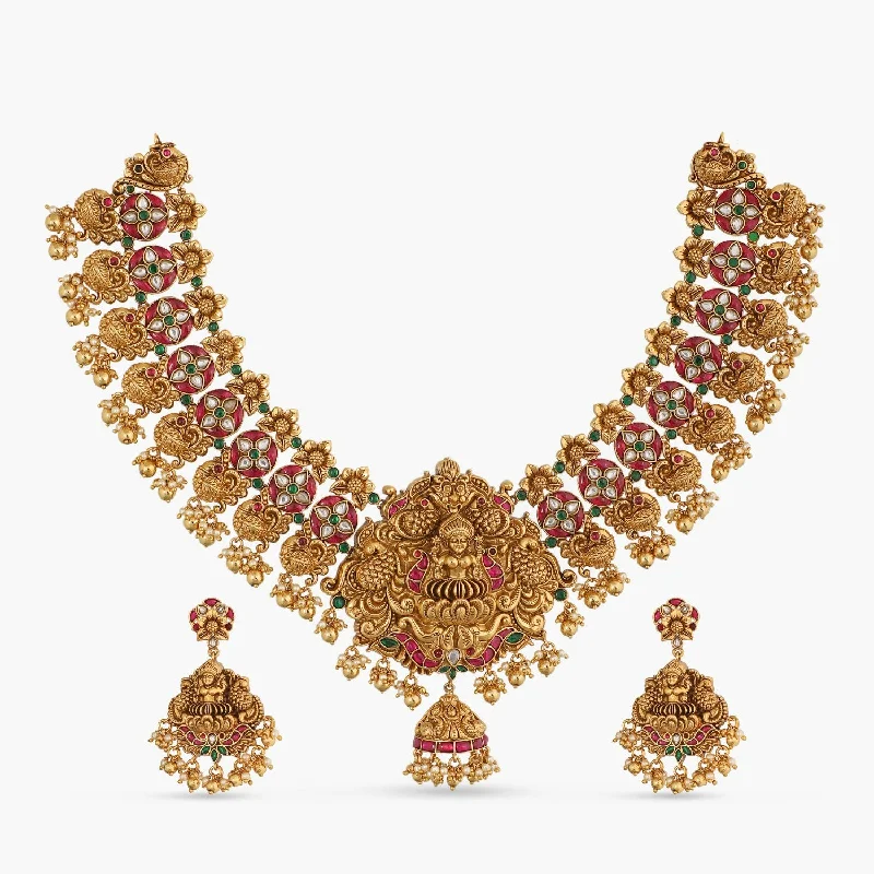 real opal engagement ring Aadtri Antique Temple Silver Necklace Set