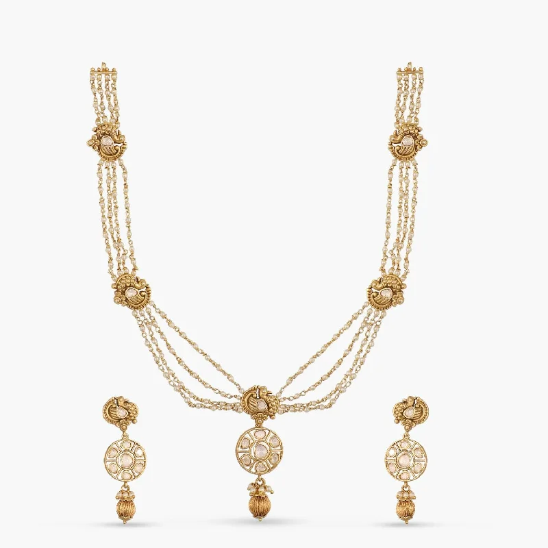 simple gold hoop earrings Ada Moissanite Pearl Tassel Silver Necklace Set