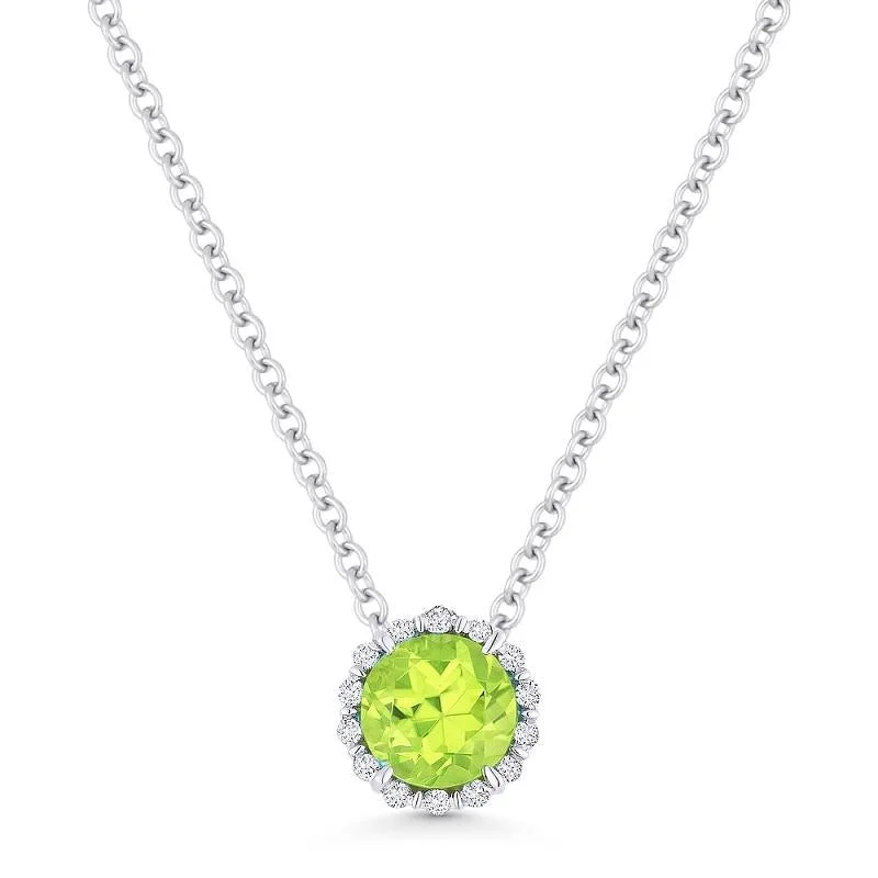 ADD A CHARM HALO STYLE PERIDOT AND DIAMOND NECKLACE