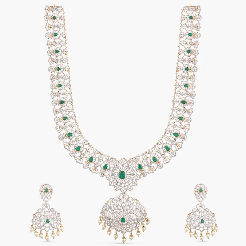 celestial star charm bracelet Ahana CZ Silver Necklace Set