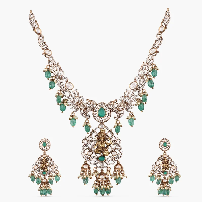 real tourmaline birthstone ring Akhila Moissanite Silver Necklace Set