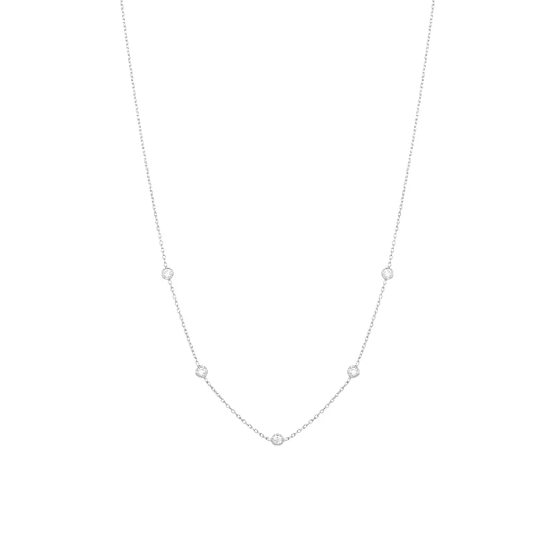 personalized couple rings Tiny 18K Whitegold Necklace w. Diamonds