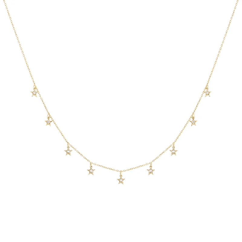 elegant marquise diamond ring Tiny Star 18K Gold Necklace w. Diamonds