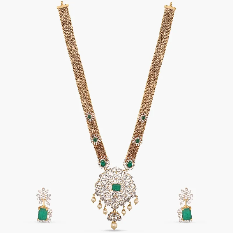 handcrafted silver cross pendant Aloka Silver CZ Necklace set