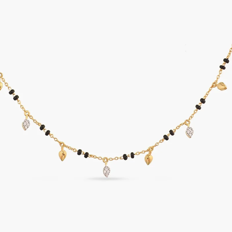 fine silver herringbone necklace Amita CZ Silver Mangalsutra