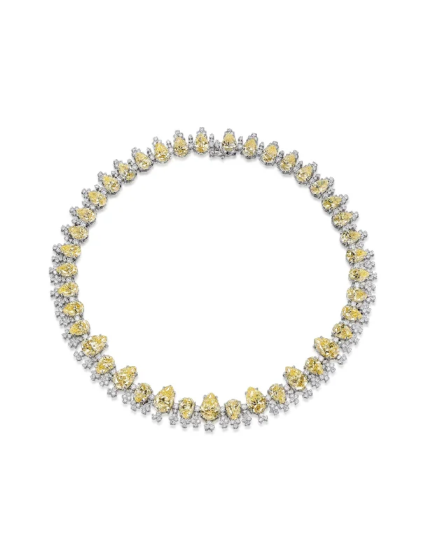 celestial star earrings stud Love + Tears, 18K White Gold, Canary + Diamond Necklace
