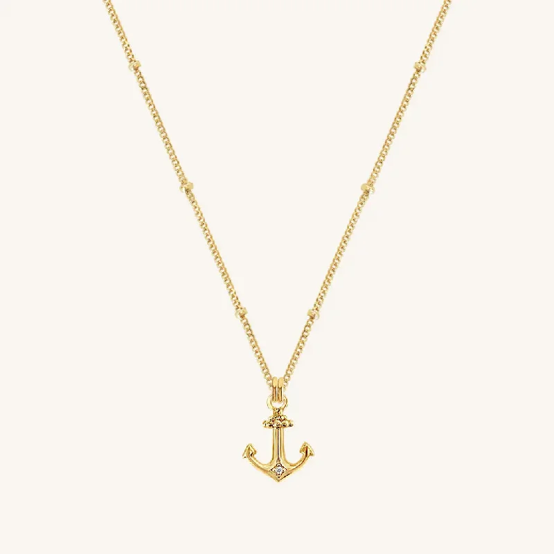 celestial crescent moon bracelet Anchor White Stone Necklace