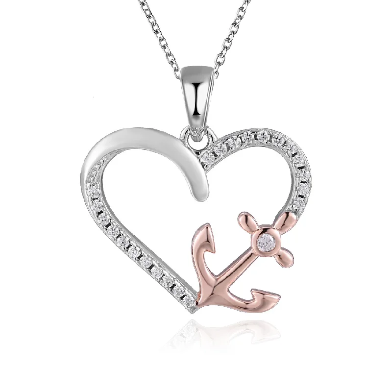 custom gold name necklace Casablanca Anchored by Love Two-Tone Heart Sterling Silver Necklace