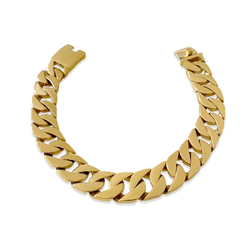 leather cuff bracelet men Chunky Chain 24K Gold Plated Necklace