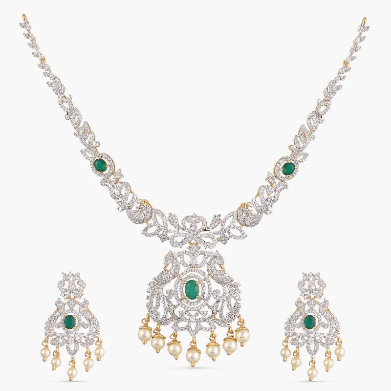 hammered silver wedding band Ankur CZ Silver Necklace Set