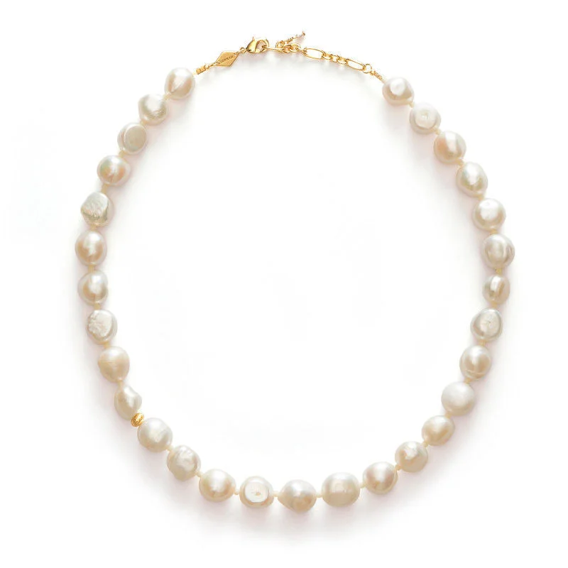 round-cut blue sapphire earrings Stellar Pearly Gold Plated Necklace w. Pearls