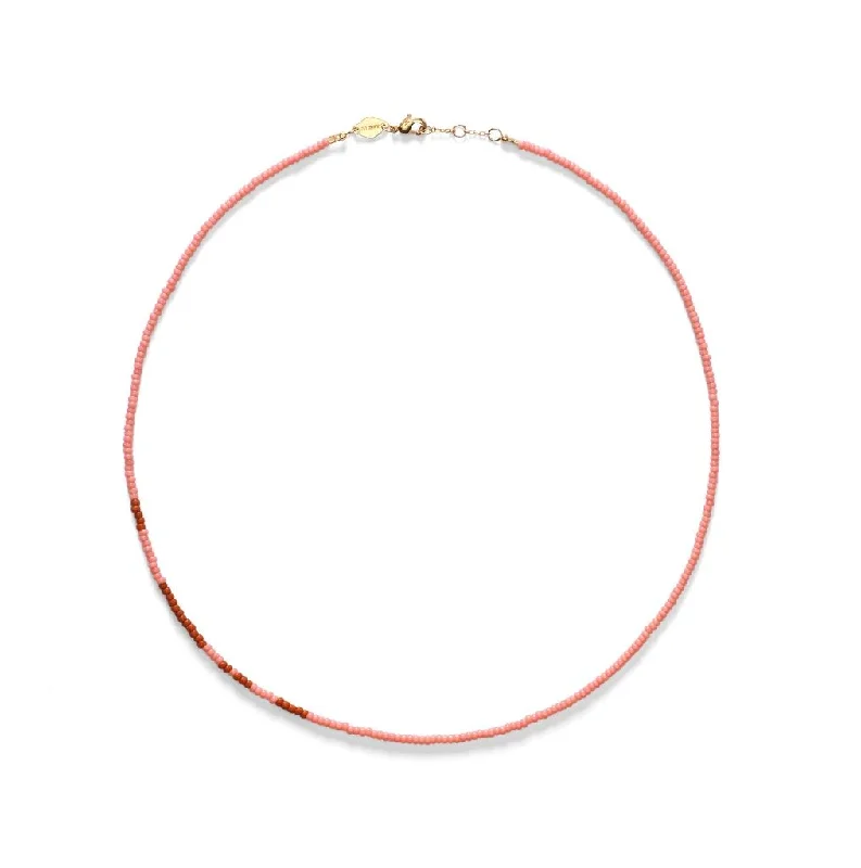 hammered gold disc necklace Asym Bold Gold Plated Necklace w. Pink/Rose Beads