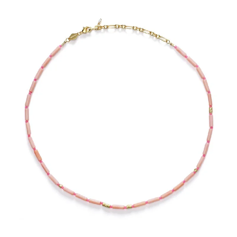 infinity loop ring rose gold Malibu Pink-a-boo Gold Plated Necklace w. Pink/Rose Beads infinity loop ring rose gold Malibu Pink-a-boo Gold Plated Necklace w. Pink/Rose Beads