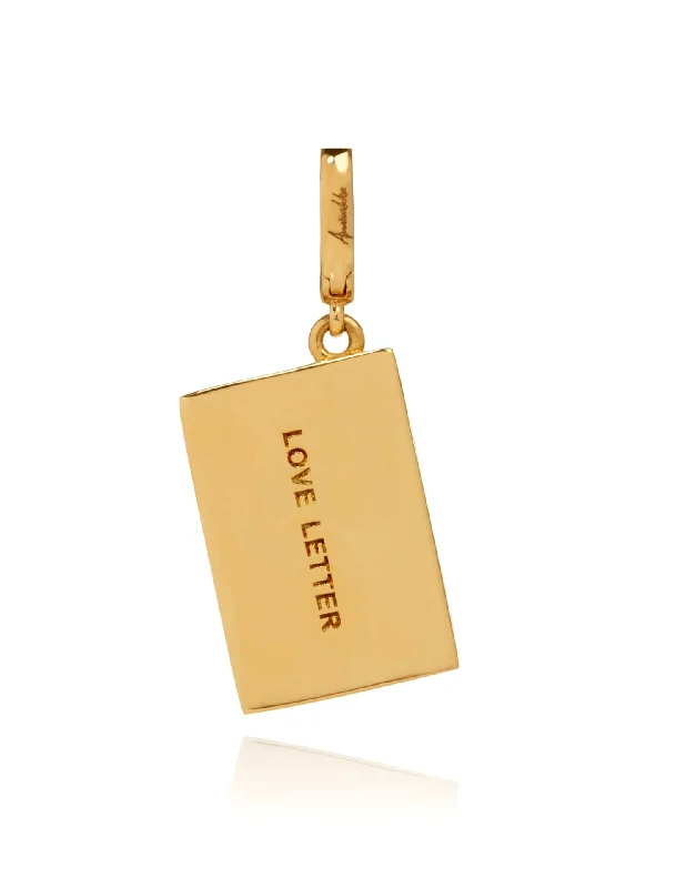 minimalist sapphire drop necklace Love Letter, 18K Yellow Gold Charm
