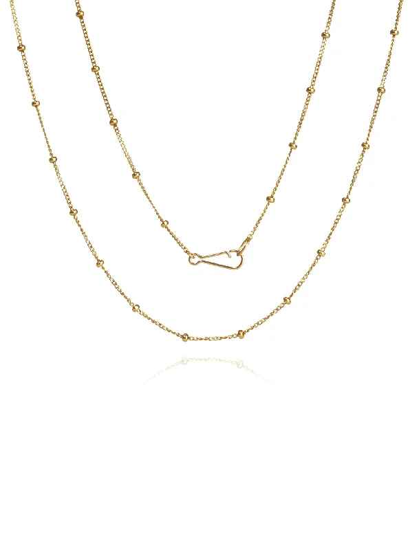infinity couple’s ring matching set Saturn, 14K Yellow Gold Long Chain