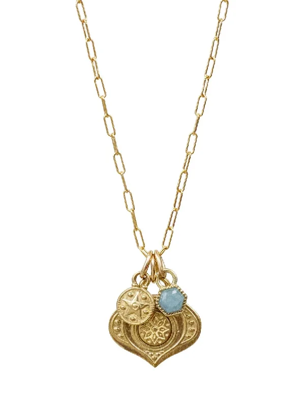 cute cat charm bracelet Hatha Charm Necklace - Aquamarine