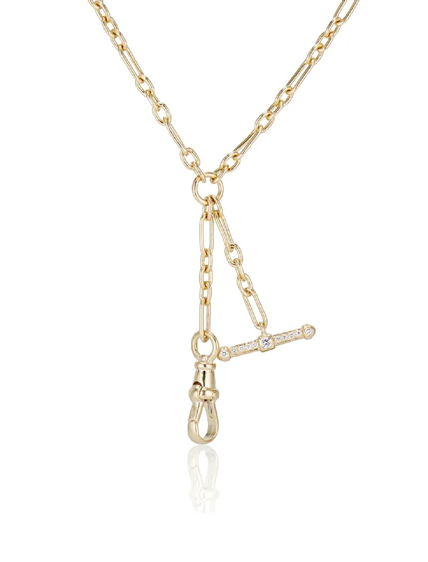 dainty lotus flower ring Eames Albert, 14K Yellow Gold + Pavé Diamond Chain