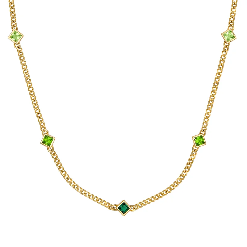 minimalist clover charm bracelet Aura Necklace - Green