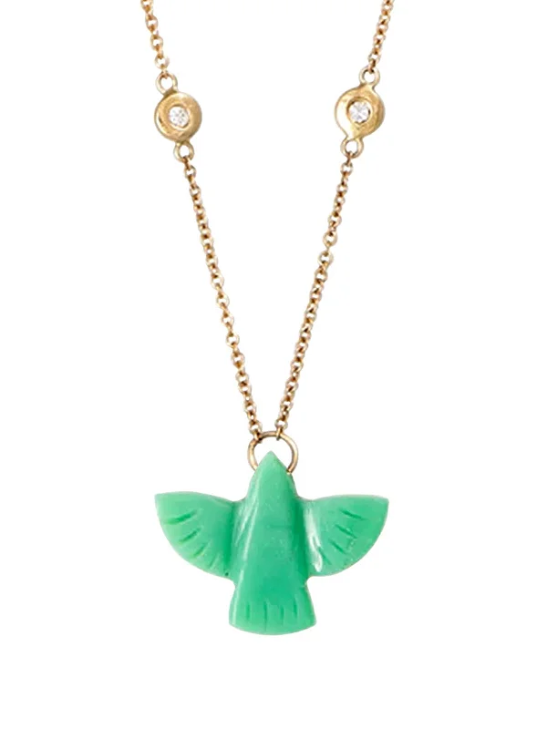 layered pearl choker necklace Baby Chrysoprase Thunderbird Yellow Gold Necklace