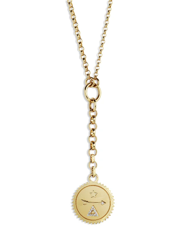 vintage diamond pendant necklace Baby Dream Medallion On Mixed Fine and Small Yellow Gold Belcher Necklace