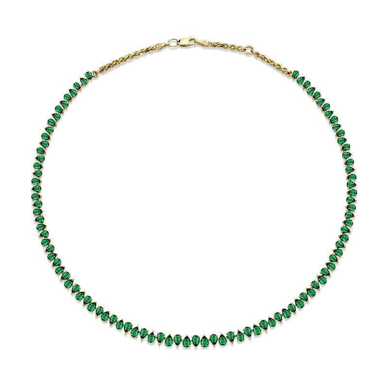 men’s rugged leather bracelet Baby Reverse Water Drop Emerald Tennis Necklace