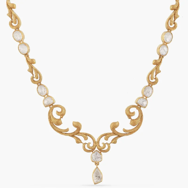vintage-inspired pearl brooch Baroque Moissanite Silver Grand Necklace