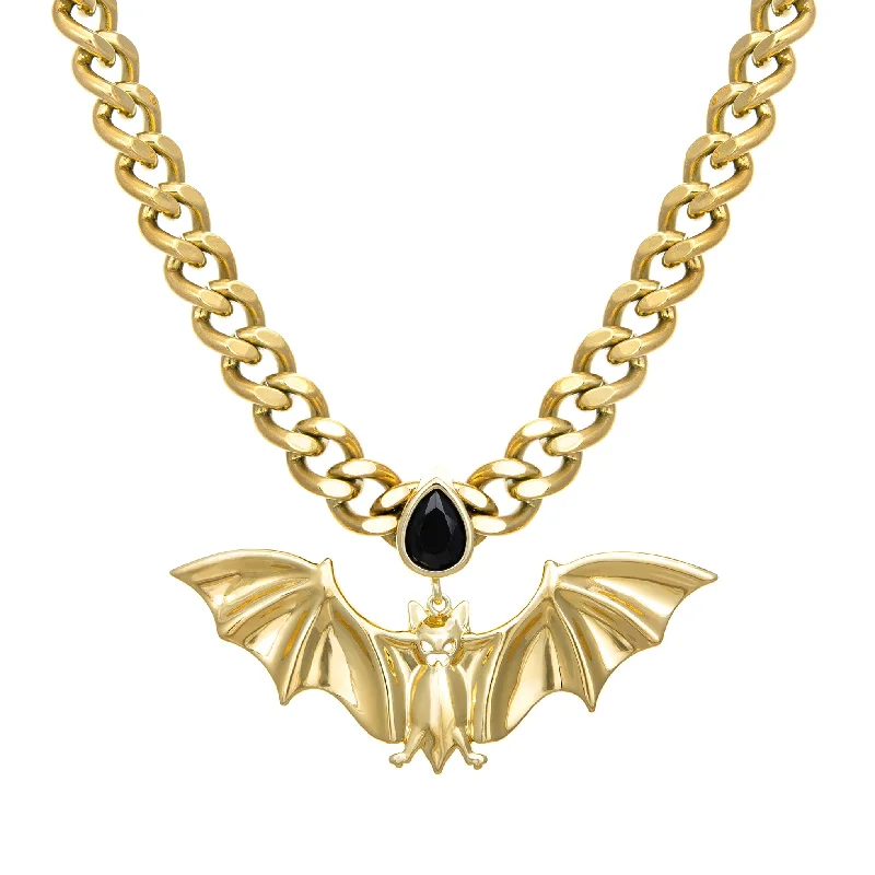 handcrafted gemstone pendant Bat Necklace