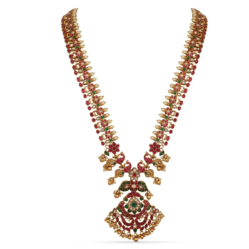 handmade leather pendant necklace Bhaskari Jadau Silver Long Necklace