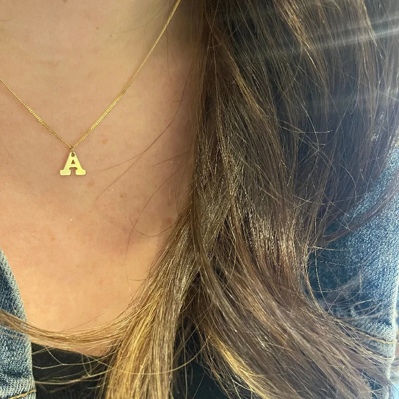 classic cubic zirconia pendant BIGGIE INITIAL NECKLACE