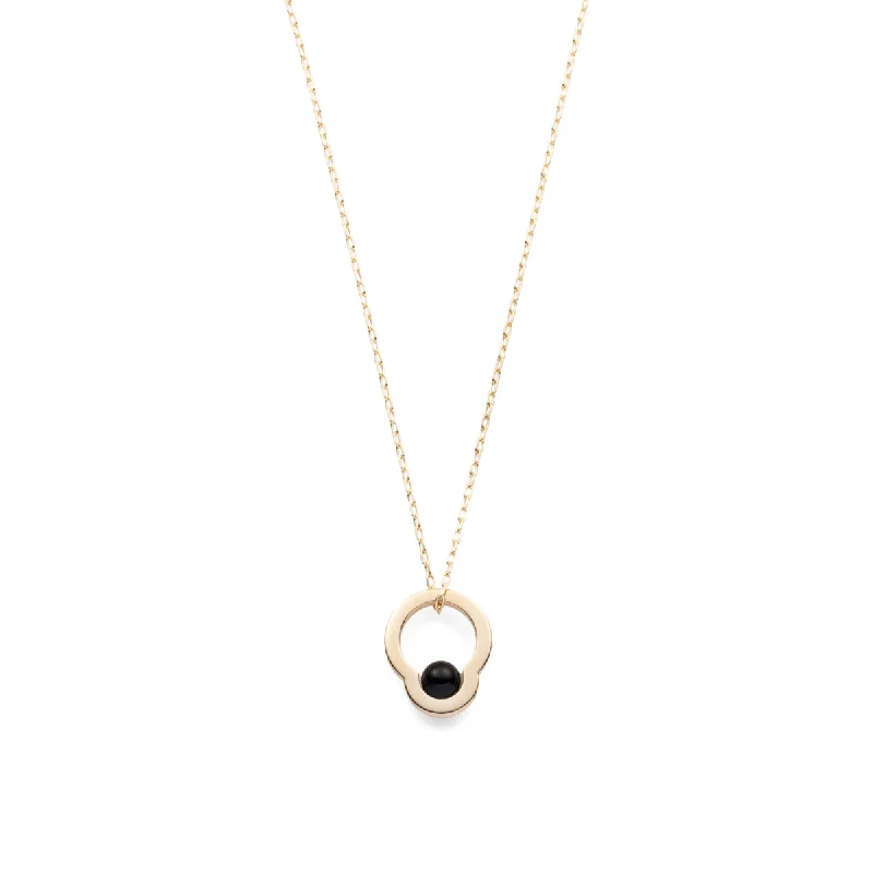 rose gold ring with diamonds "Mini Beluga" Onyx Necklace
