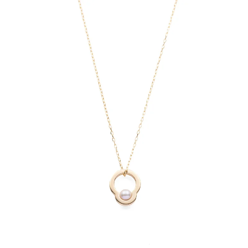 classic diamond hoop earrings "Mini Beluga"Pearl Necklace